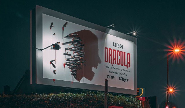 This Creepy Dracula Ad Emerges From the Shadows After Dark
