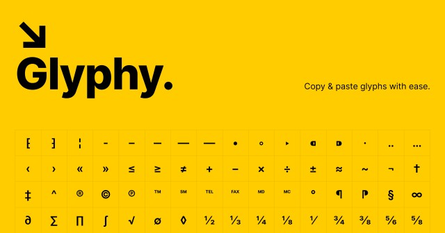 Glyphy | Copy & paste glyphs with ease
