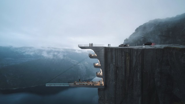 Hayri Atak Architectural Design Studio proposes cantilevering glass pool over Norwegian fjord